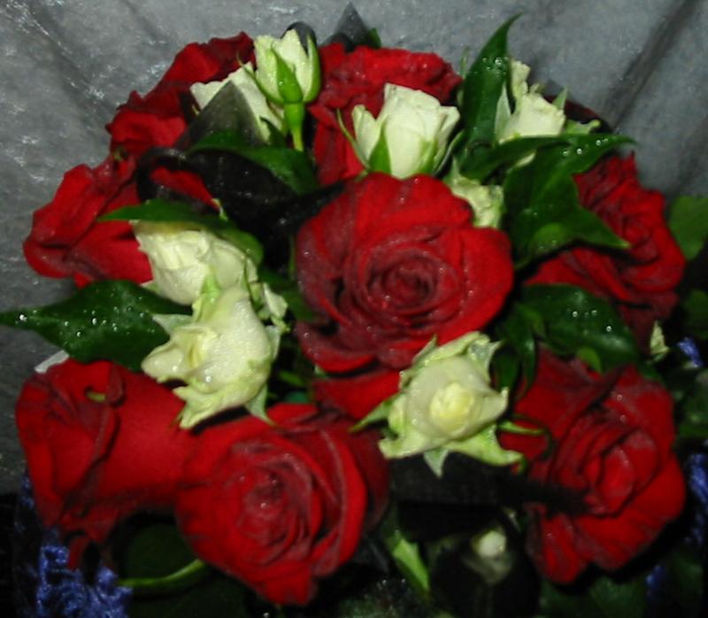 Red and white Roses Bunch