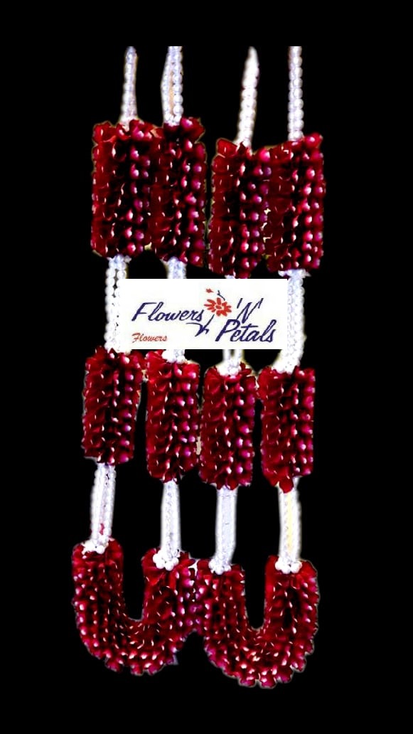 Red Rose Petals With Pearl Garlands