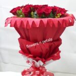 30 Red Roses Bunch With Red Paper Packing