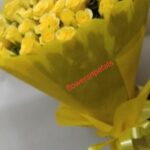 50 Yellow Roses Bunch With 2 layer Yellow Paper Packing