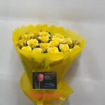 20 Yellow Roses Bunch with Yellow Paper Packing