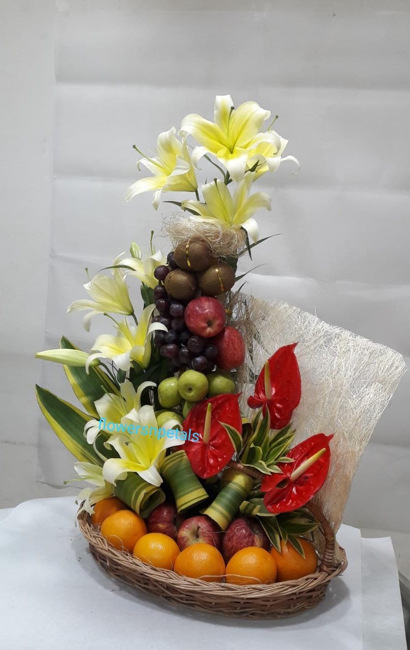 Flower Arrangement with Fresh Fruit