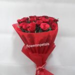 20 Red Roses Bunch with Red Paper Packing