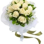 White Roses Bunch with White Packing