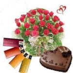 Red Roses Bunch + Chocolates + Cake
