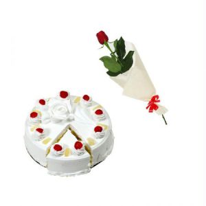 1/2 kg  Pineapple Cake + 1 Rose